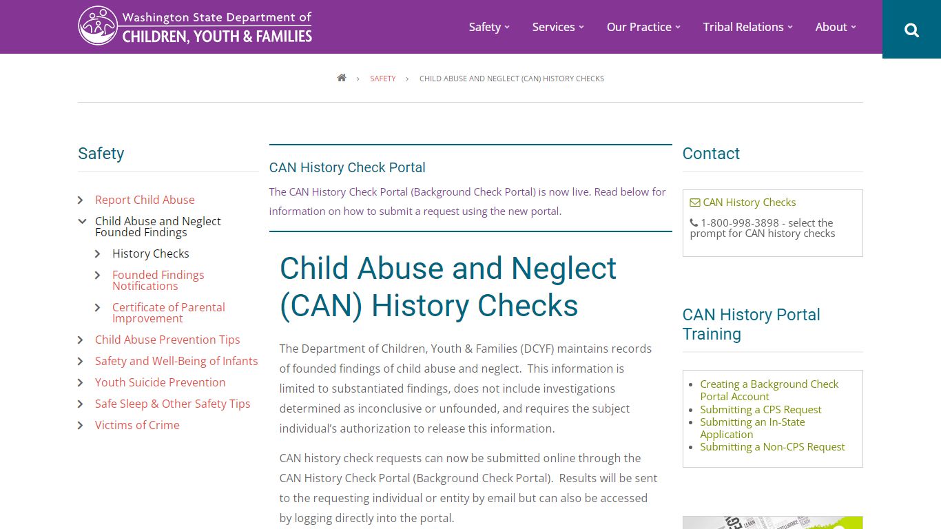 Child Abuse and Neglect (CAN) History Checks - DCYF